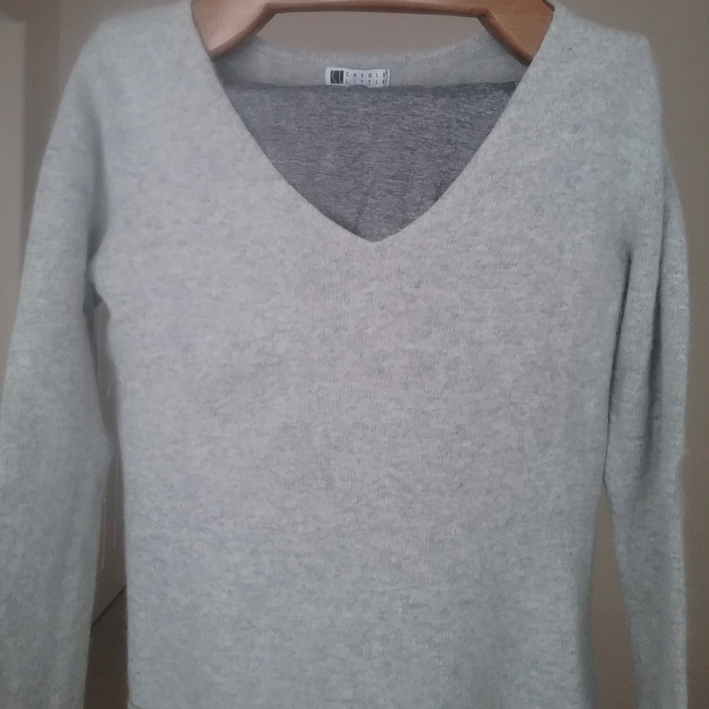Carole Little Silver Grey Angora Sweater size M